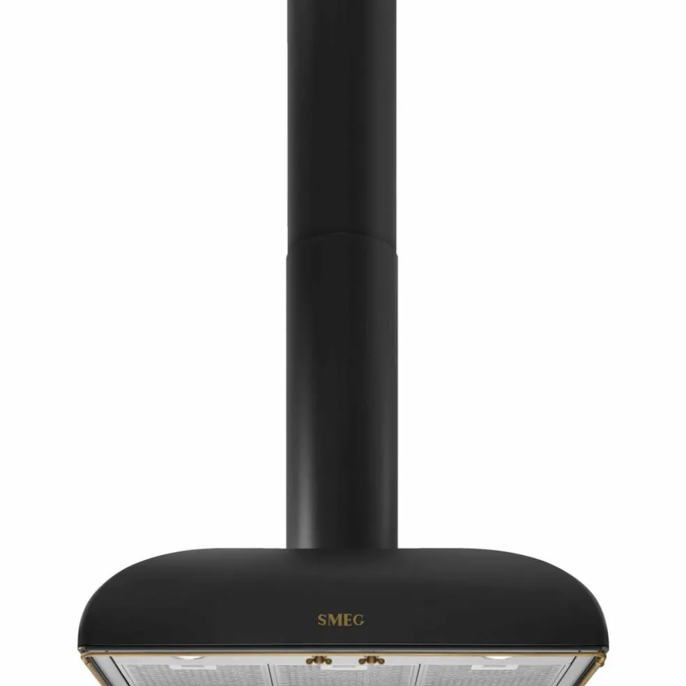 KS89AOE Vägghängd köksfläkt, 90 cm, antracit & mässing