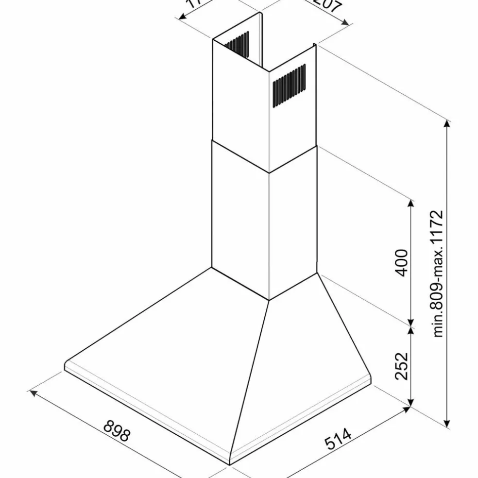 KSED95NEE 90 cm Väggmonterad Fläkt, Svart