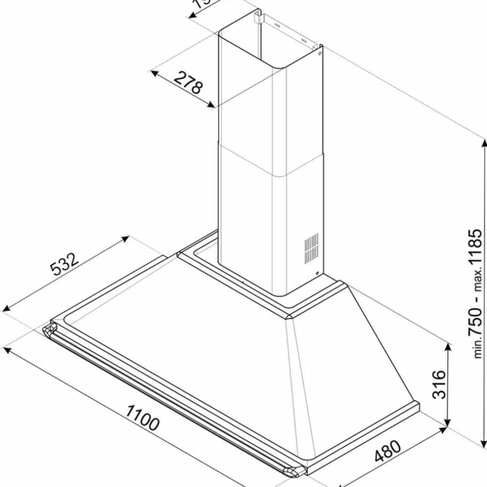 KT110BLE 110 cm väggmonterad fläkt svart