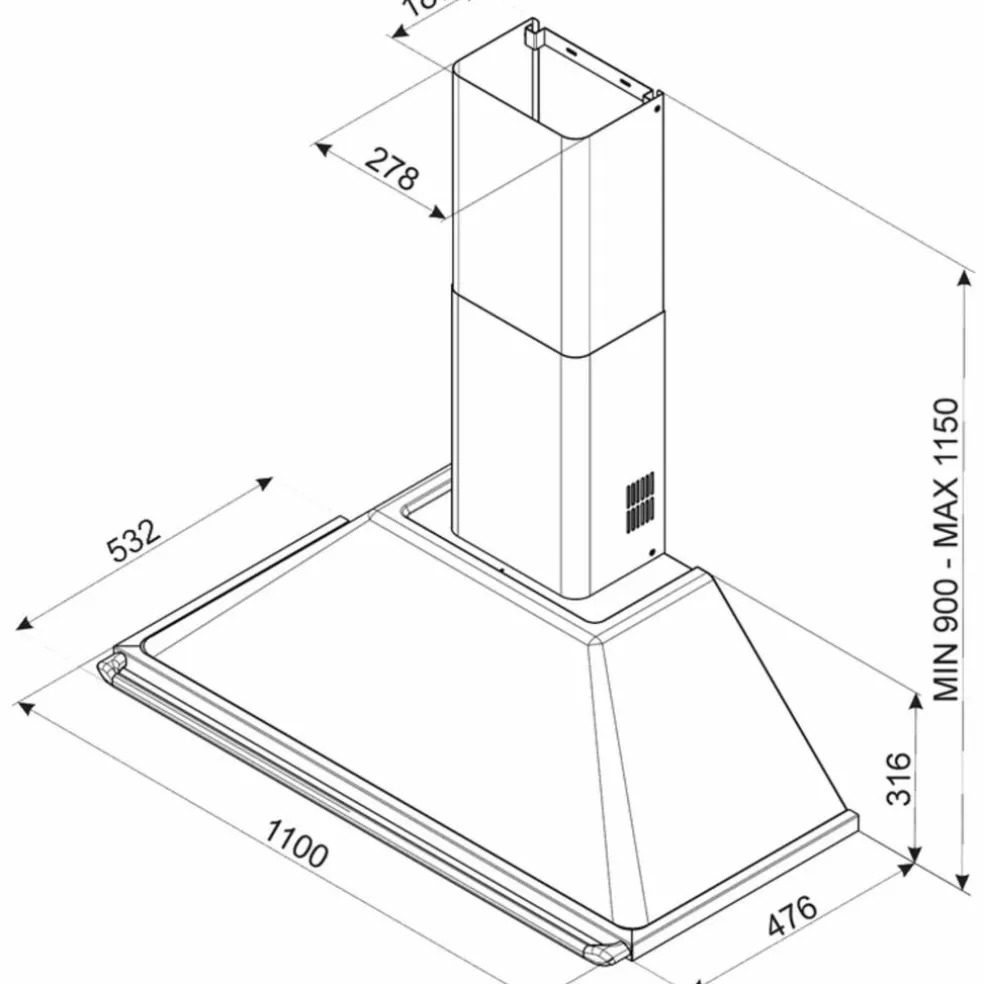 KT110BLE 110 cm väggmonterad fläkt svart