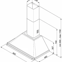 KT90BLE 90 cm Victoria Vägghängd Fläkt, Svart