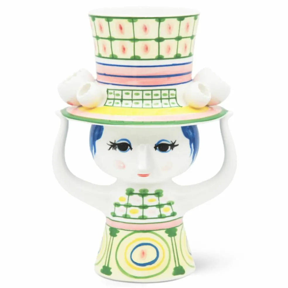Lady med hatt vas 24,5 cm, grön