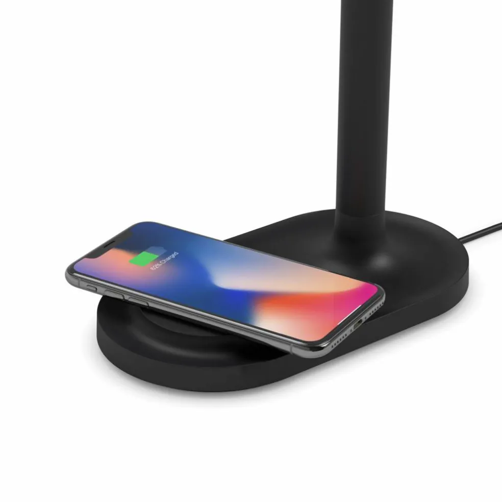 Lampa med trådlös Qi-laddare, black