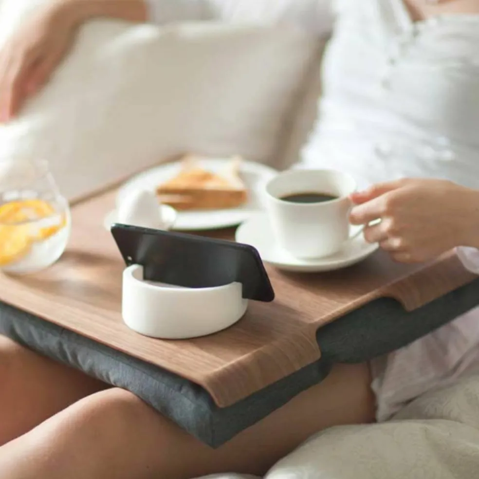 Laptray Anti-Slip Knäbricka Valnöt/Grå