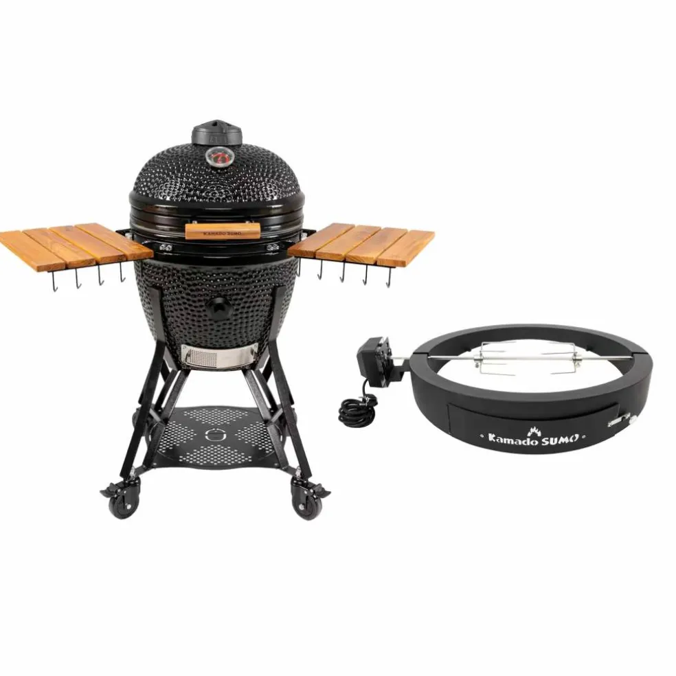 Large Gen 2 kamadogrill med Grillmästarens rotisserie, svart