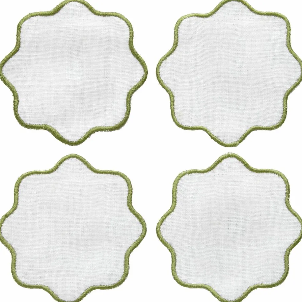 La Tavola glasunderlägg 4-pack, vit/grön