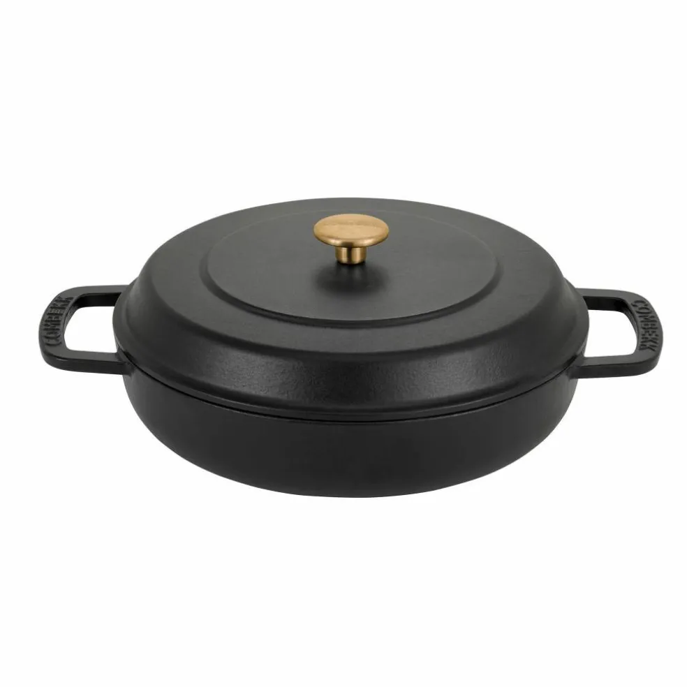 Låg gryta med lock 28 cm/5 liter, svart
