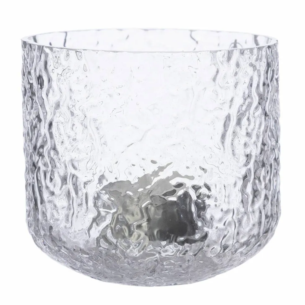 Ljuslykta 9 cm, mönstrat glas