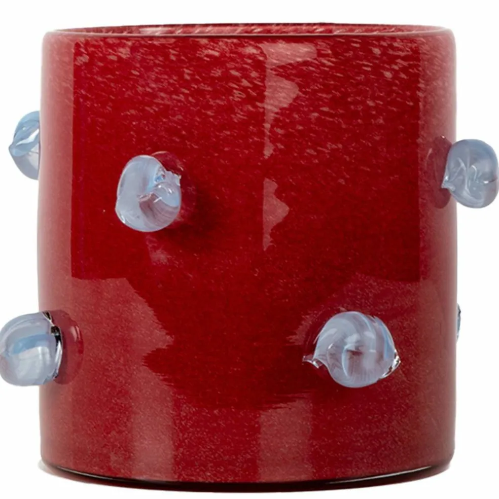 Ljuslykta 15 cm, röd/blå