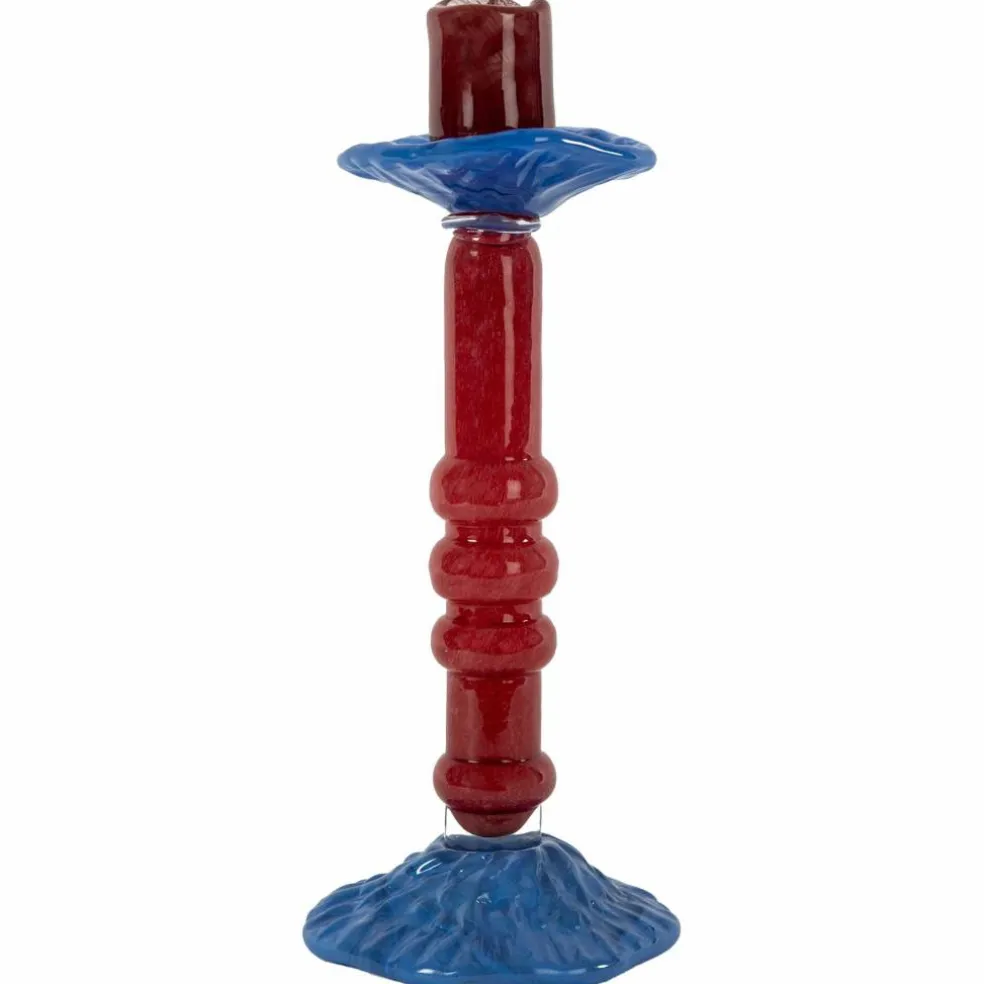 Ljusstake 32 cm, vinröd