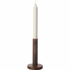 Ljusstake i trä 15 cm, mörkbrun