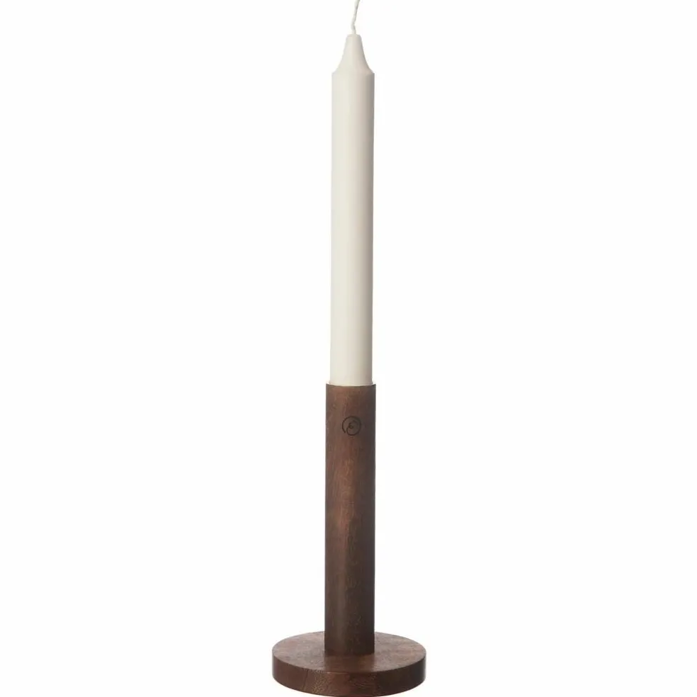 Ljusstake i trä 15 cm, mörkbrun