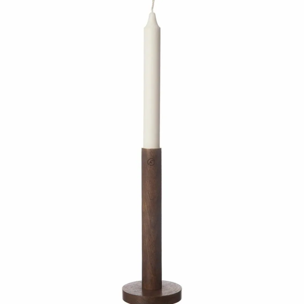 Ljusstake i trä 15 cm, mörkbrun
