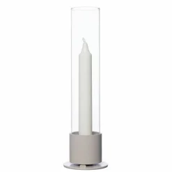 Ljusstake med glascylinder, svart
