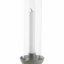 Ljusstake med Glas Ljusgrå