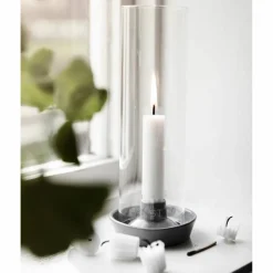 Ljusstake med Glas Mörkgrå