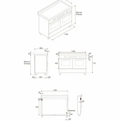 MAS126G2ENET2 Master gasspis 120 cm med 6 brännare, stekbord och 2 ugnar, matt svart