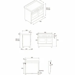 MAS105I2ENET2 Master induktionsspis 100 cm med 5 zoner och 2 ugnar, mattsvart