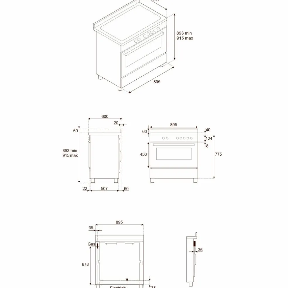MAS95I1ENET2 Master induktionsspis 90 cm med 5 zoner och 1 ugn, mattsvart