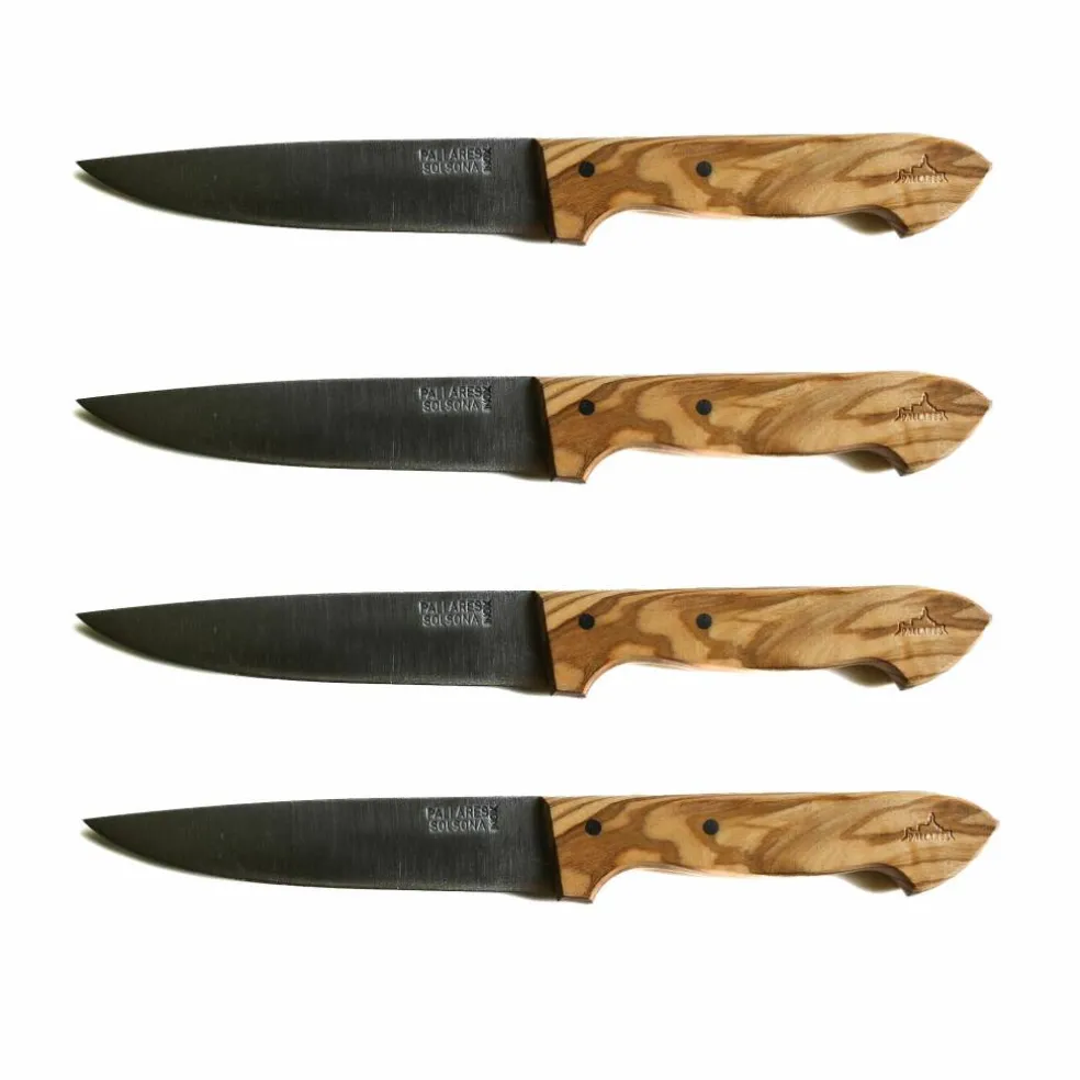 Matkniv 4-pack, rostfritt stål/olivträ