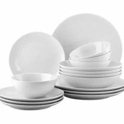 Mesh Vit 16 delar Middagsset med Frukostskålar