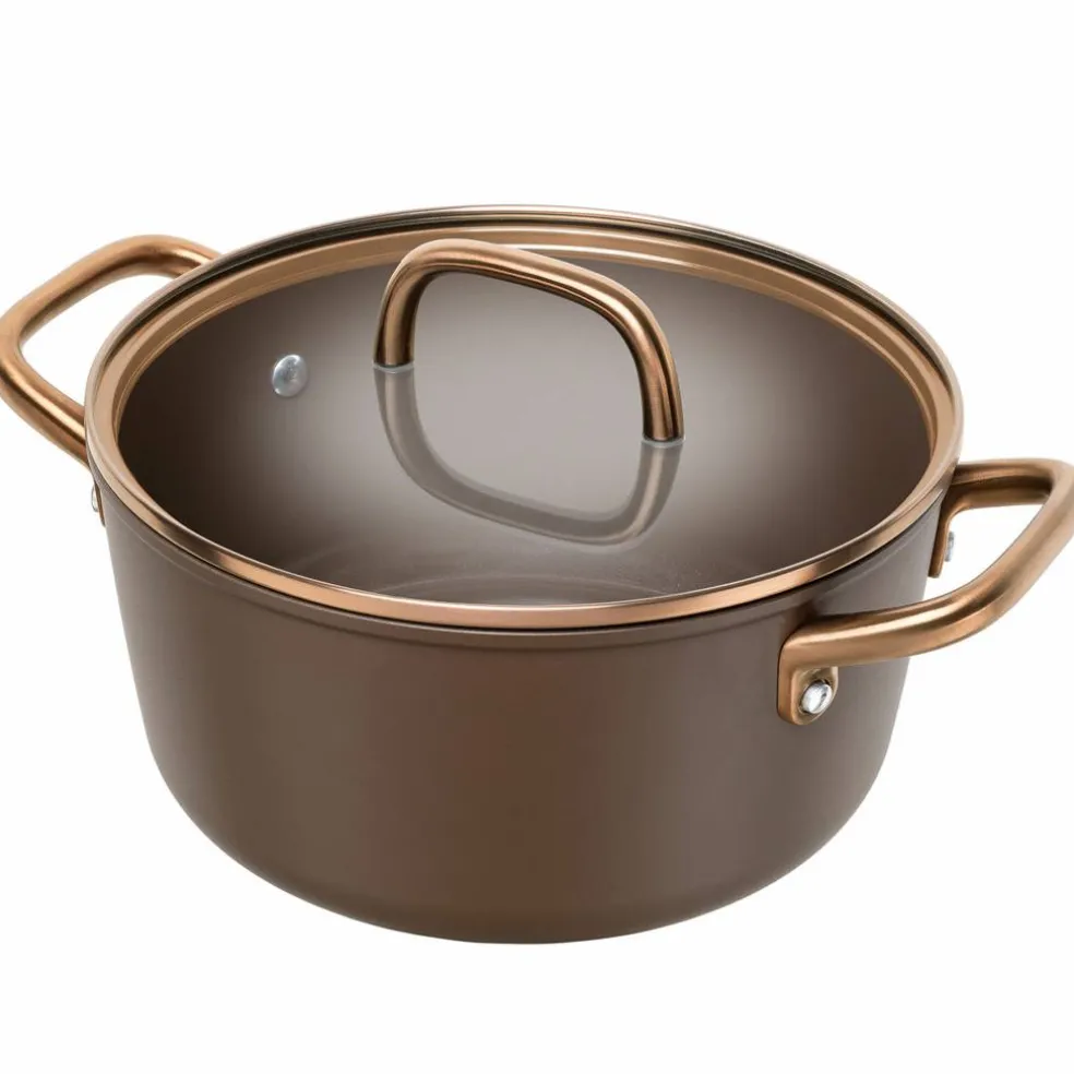 Milano gryta med glaslock 24 cm, brun