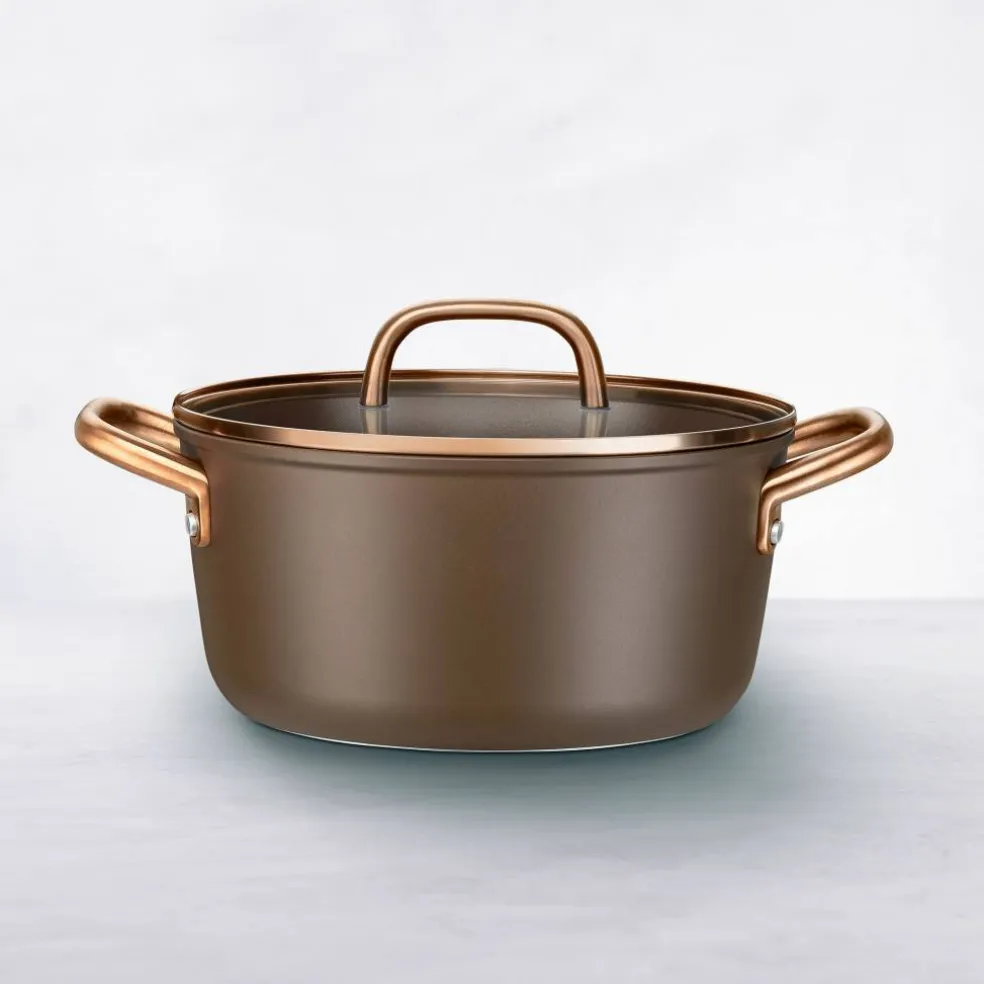 Milano gryta med glaslock 24 cm, brun