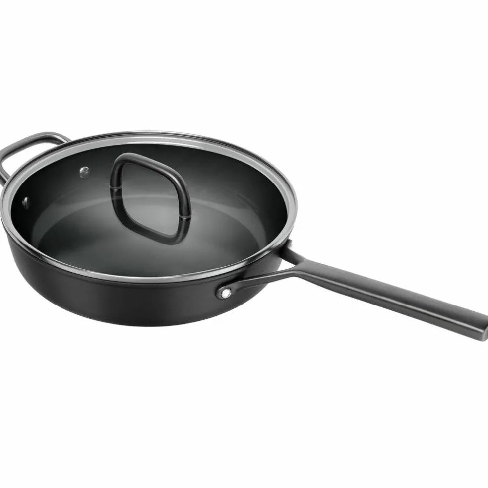Milano traktörpanna med glaslock 28 cm, svart