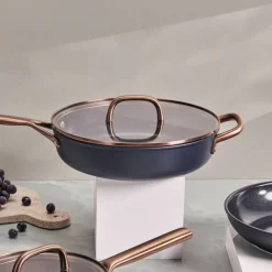 Milano traktörpanna med glaslock 28 cm, brun