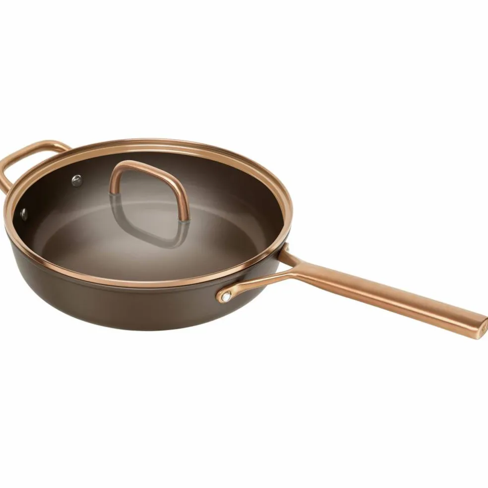 Milano traktörpanna med glaslock 28 cm, brun