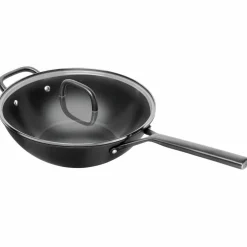 Milano wok 30 cm med glaslock, svart