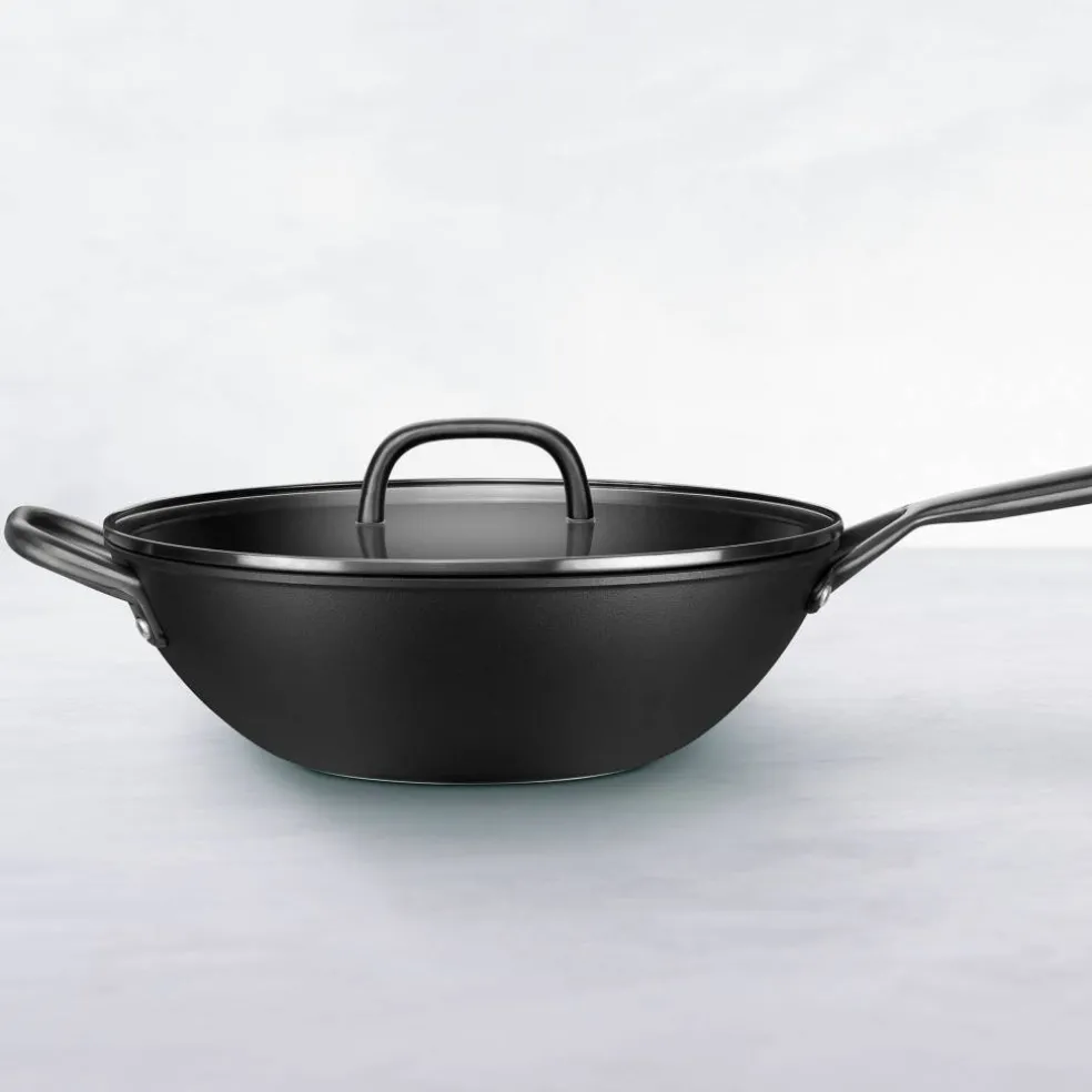 Milano wok 30 cm med glaslock, svart