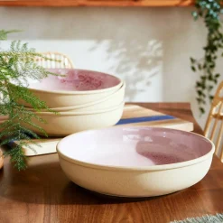 Minerals låg skål 22 cm 4-pack, rose quartz