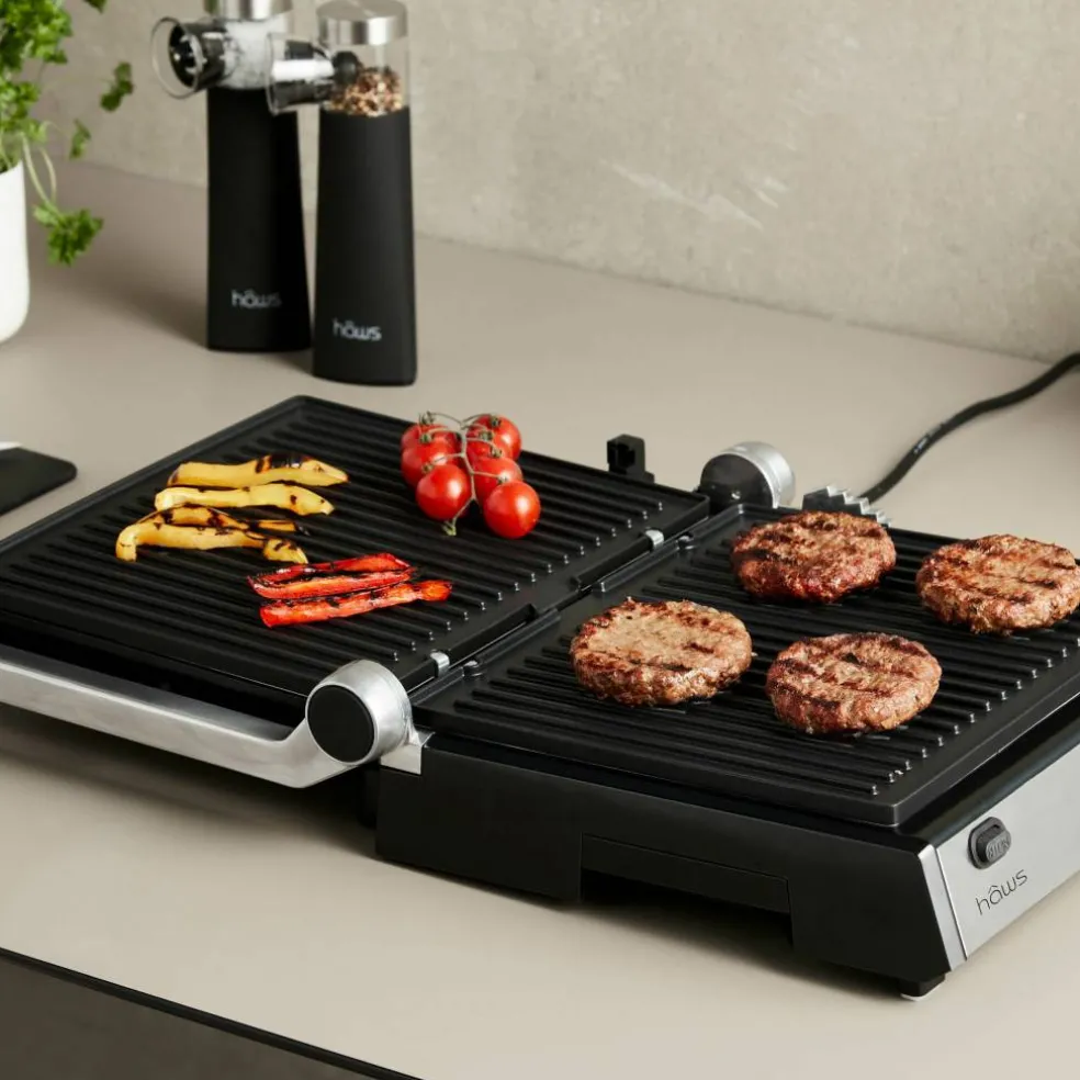 Møn Proff bord-/paninigrill, rostfri/svart