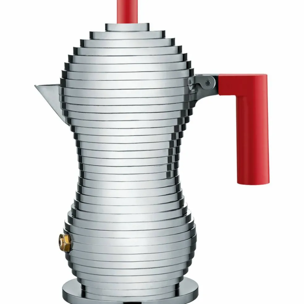 Mokabryggare Aluminium/Röd Small 7 cl