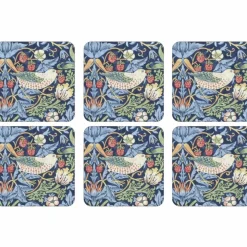 Morris & Co Strawberry Thief Blå Glasunderlägg 6-pack