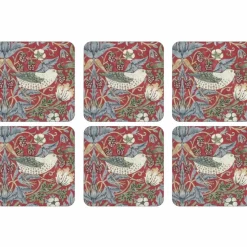 Morris & Co Strawberry Thief Brun Glasunderlägg 6-pack