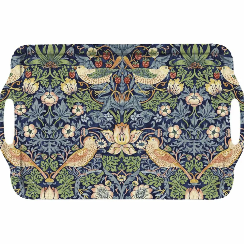 Morris & Co Strawberry Thief Röd Bricka Stor