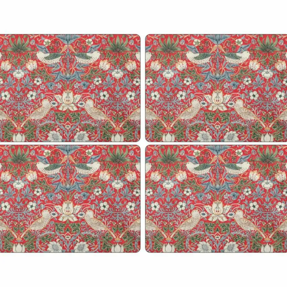 Morris & Co Strawberry Thief Röd Bordsunderlägg 4-pack