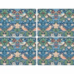 Morris & Co Strawberry Thief Röd Bordsunderlägg 4-pack