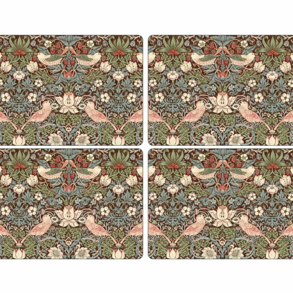 Morris & Co Strawberry Thief Röd Bordsunderlägg 4-pack