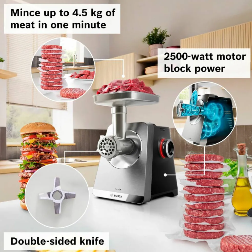 Multipower Series 8 MFWS860M köttkvarn + extra tillbehör, rostfritt stål