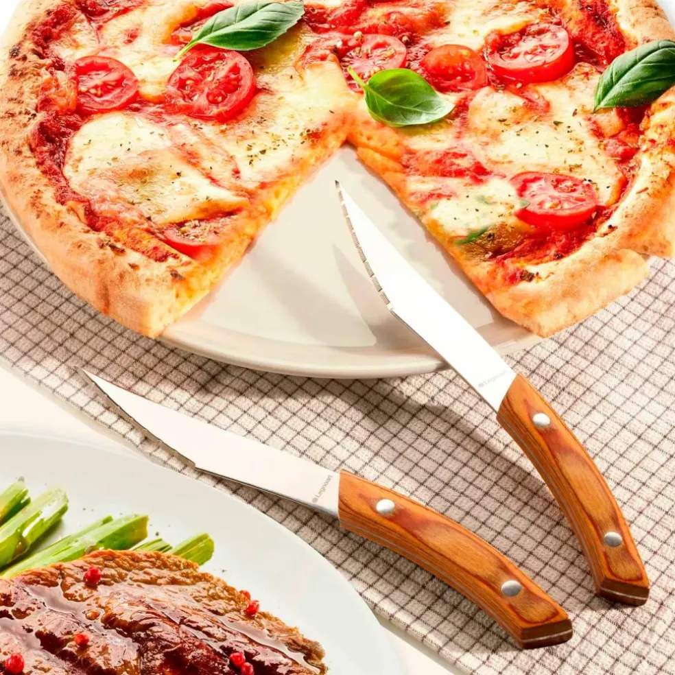 Napoli pizza- och steakknivar 4 st, ljust trä