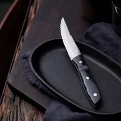 Old Farmer Micarta steakkniv XL 4 st, svart/stål