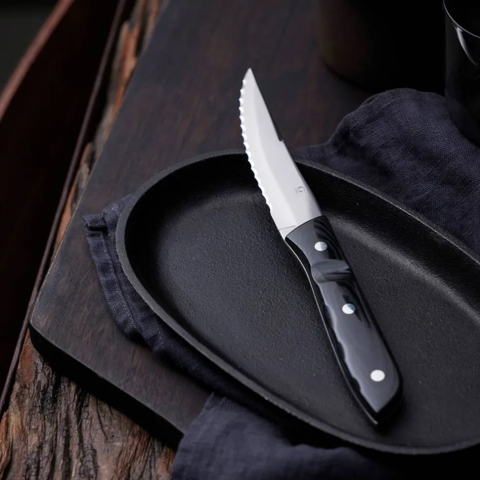 Old Farmer Micarta steakkniv XL 4 st, svart/stål
