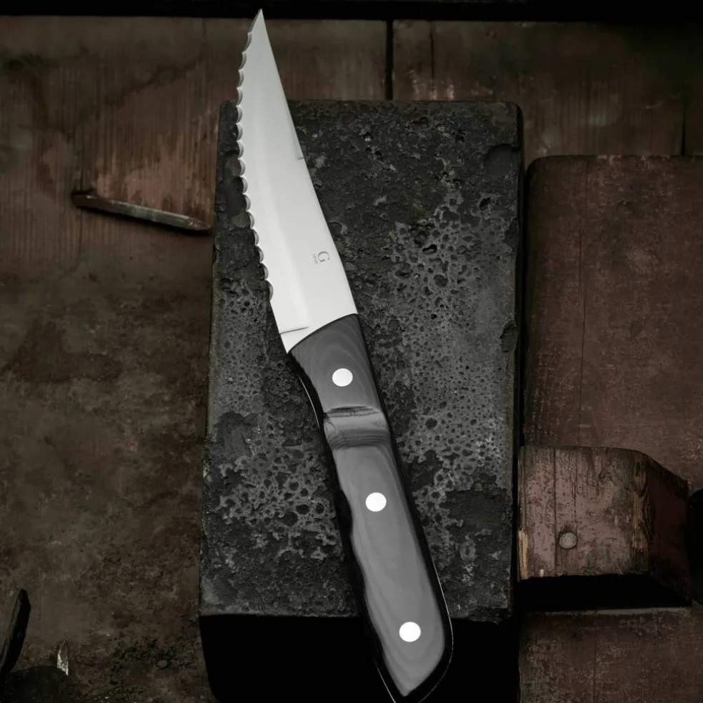 Old Farmer Micarta steakkniv XL 4 st, svart/stål