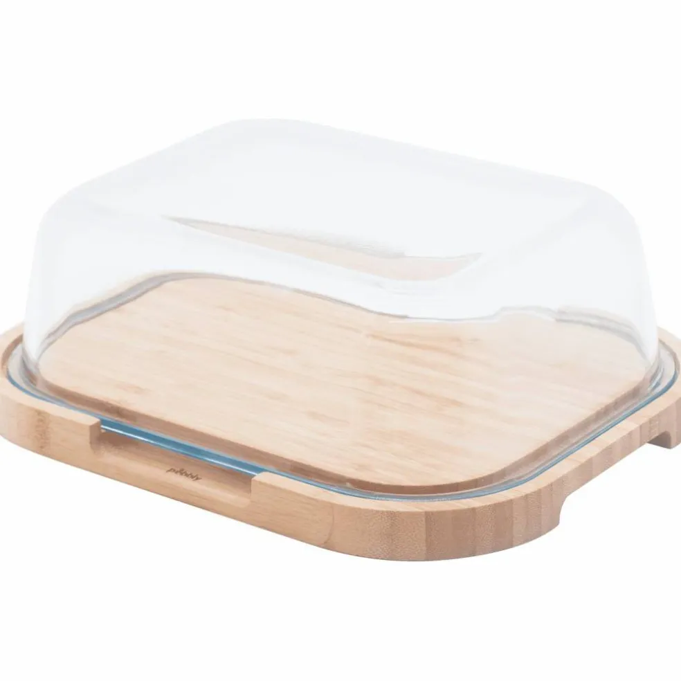 Ostkupa 27x21,5x9,5cm, glas/bambu