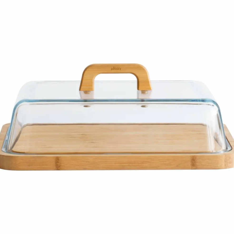 Ostkupa 34x25x9,5 cm, glas/bambu