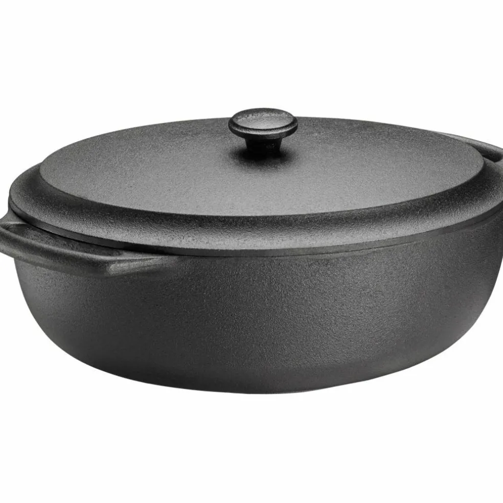 Oval Gryta 4 Liter Gjutjärn Järnlock