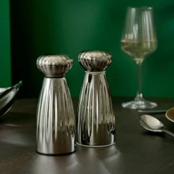 Palm salt- och pepparkvarn med bricka 17 cm, rostfritt stål